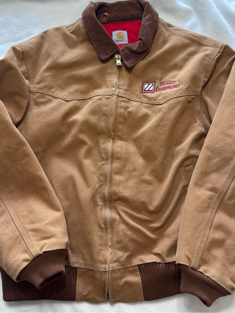 Carhartt Brown/Tan Twill Bomber Jacket size M/L look at measurements